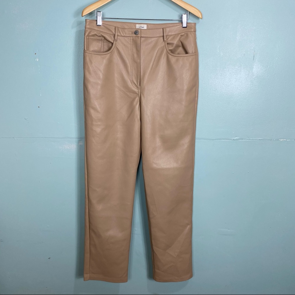 Aritzia Wilfred Melina Faux Leather Pant Sz 12 Beige